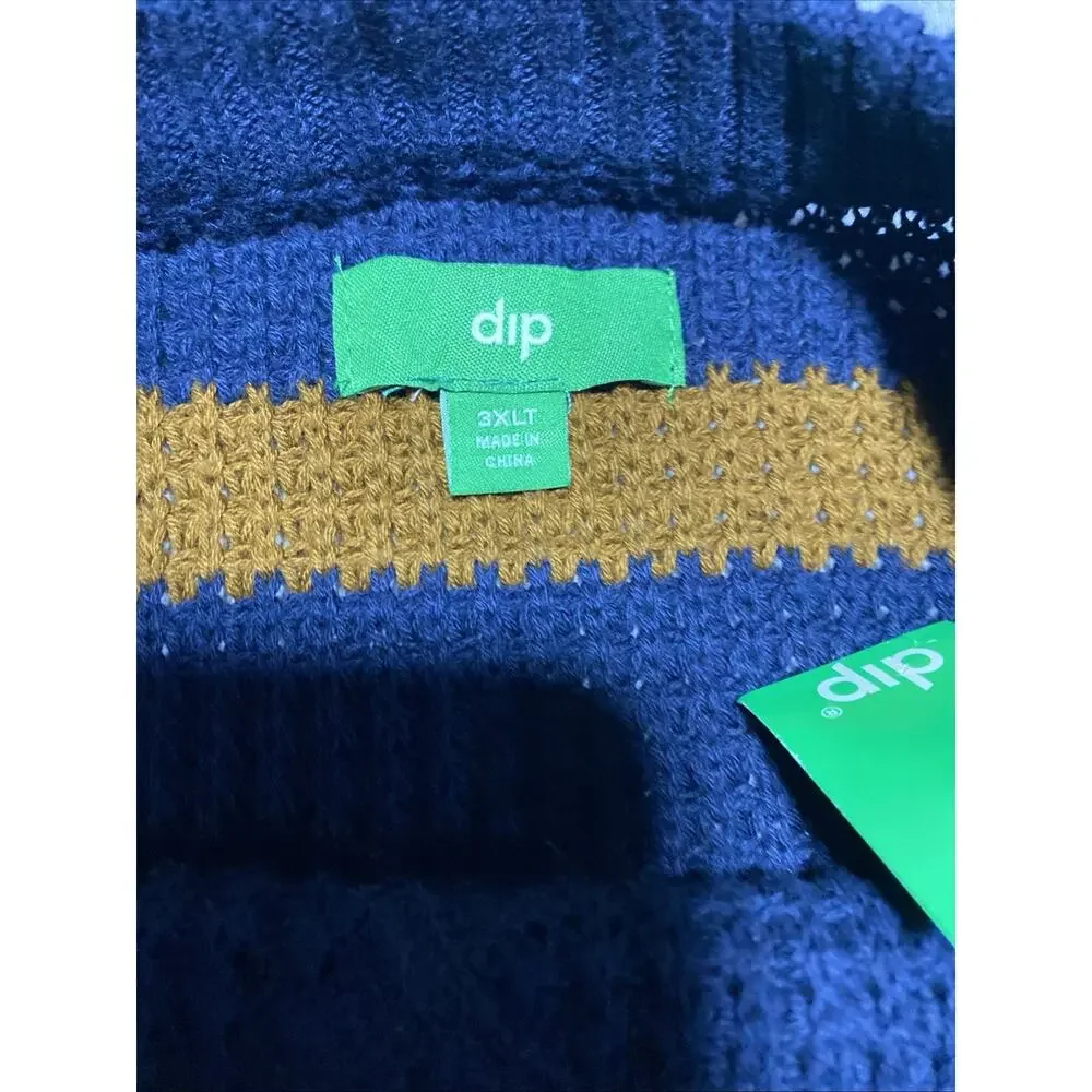 Dip Sweater Mens XXXLT Blue Striped Rustic Heavy Knit Winter Classic 3XLT New
